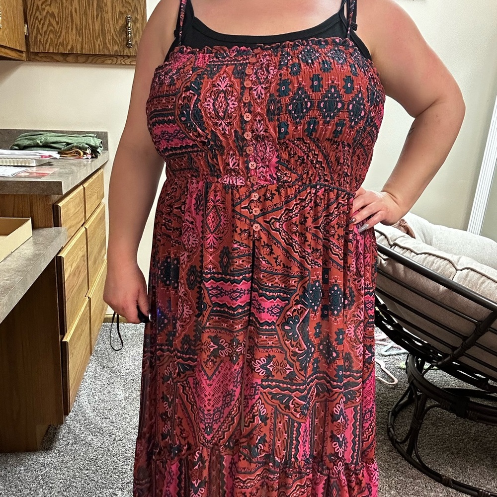 Bohemian Pink and Black Maxi Crop Shirt